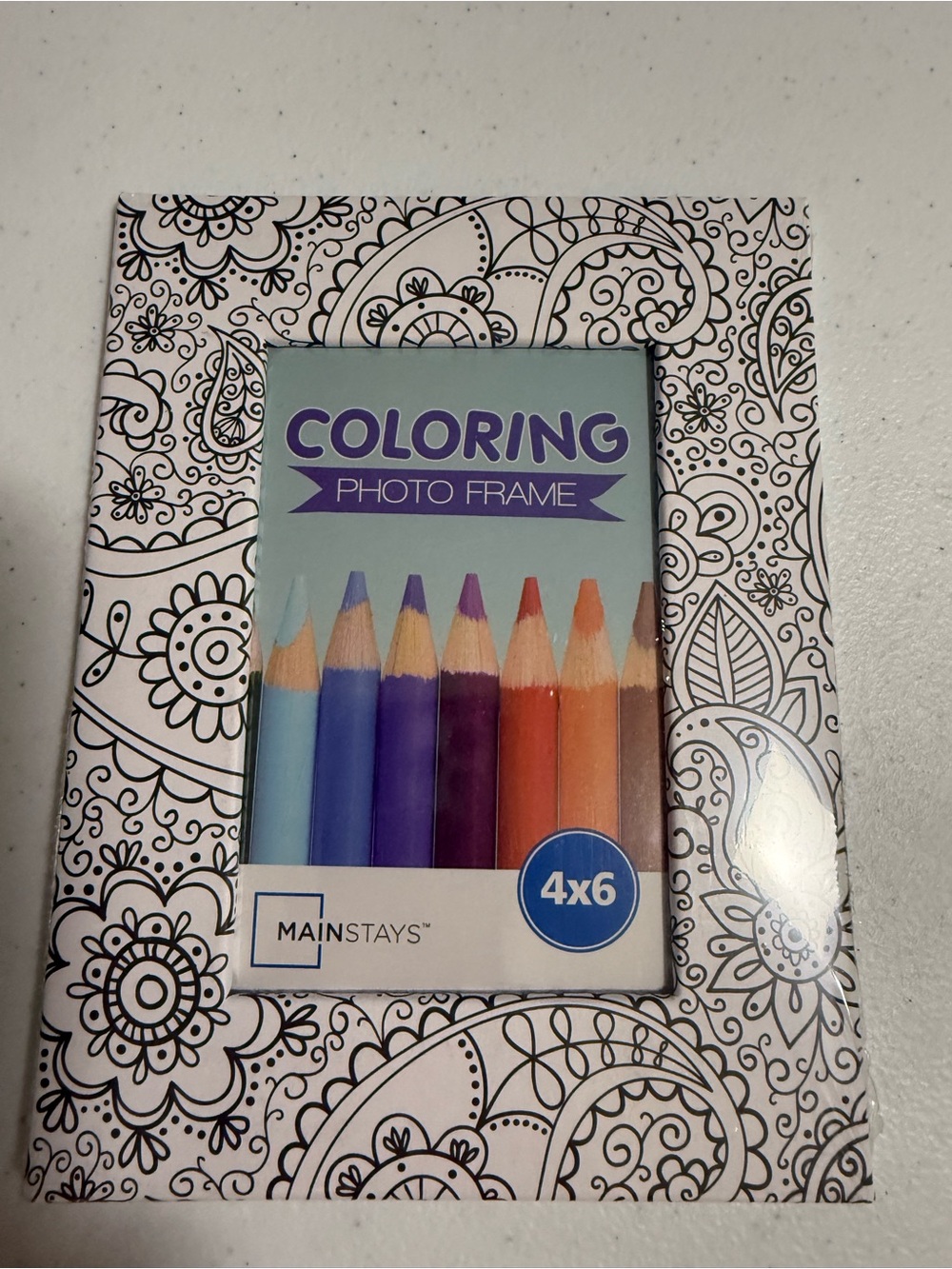 Mainstays Black & White Doodle Coloring Photo Frame